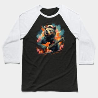 Wild Boar Playing Guitar Baseball T-Shirt